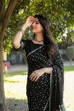 Super Stylish Pure Bandhej Silk Black Saree