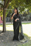 Super Stylish Pure Bandhej Silk Black Saree