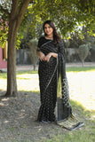 Super Stylish Pure Bandhej Silk Black Saree