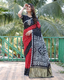 Classy Black Original Bandhej Silk Saree