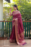 Pure Handloom Silk Bandhej Wine Patola Saree