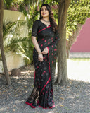 Pretty And Beautiful Black Bandhej Silk Boutique Saree