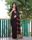 Latest Premium Black Pure Bandhej Silk Saree