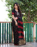 Latest Premium Black Pure Bandhej Silk Saree