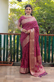 Pure Handloom Silk Bandhej Wine Patola Saree