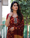 Latest Premium Maroon Pure Bandhej Silk Saree