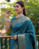 Pure Handloom Silk Bandhej Rama Patola Saree