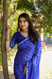 Super Stylish Pure Bandhej Silk Royal Blue Saree