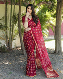 Pretty And Beautiful Crimson Maroon Bandhej Silk Boutique Saree