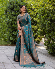 Beautiful Premium Soft Silk Rama Color Saree