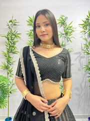 Wedding Wear Black Heavy Georgette Lehenga Choli Set