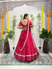 Wedding Wear Red Pink Heavy Georgette Lehenga Choli Set