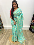 Sky Blue Color Pure Viscose Chanderi Saree With Running Blouse