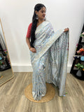 Grey Color Pure Viscose Chanderi Saree With Running Blouse