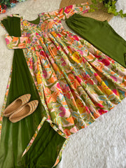 Embrace the allure of Chinon fabric with this Alia Cut Anarkali Set
