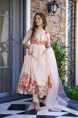 New Viral Roman Silk Anarkali Set