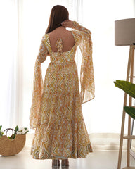 Zigzag Heavy Georgette Light Yellow Anarkali Gown