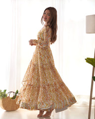 Zigzag Heavy Georgette Light Yellow Anarkali Gown