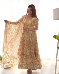 Zigzag Heavy Georgette Light Yellow Anarkali Gown