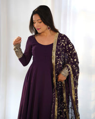 Presenting Georgette Anarkali With Heavy Embroidery Work Dupatta