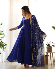 Presenting Georgette Anarkali With Heavy Embroidery Work Dupatta