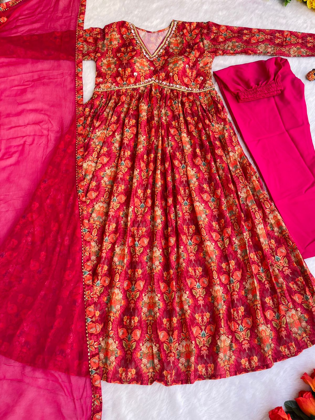 Crayola Red-Pink Muslin Cotton Aliyacut Dress