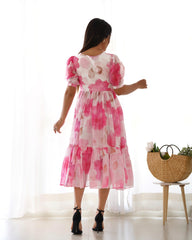 Summer Blossom Luxurious Pure Soft Organza Silk Floral Print Kurti