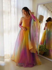 Nothing Will Make You Happier Then This Rainbow Hand Foil Anarkali