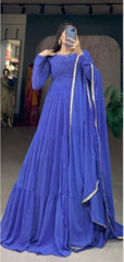 Fluttery Royal Blue Heavy Georgette Anarkali Gown