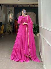 Fluttery Barbie Pink Heavy Georgette Anarkali Gown
