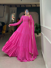 Fluttery Barbie Pink Heavy Georgette Anarkali Gown