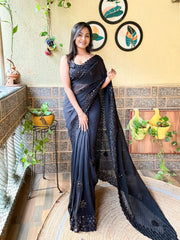 Presenting You Most Beautiful Black Crush Sequence Georgette Saree