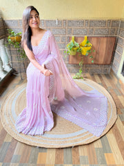 Presenting You Most Beautiful Lavender Crush Sequence Georgette Saree