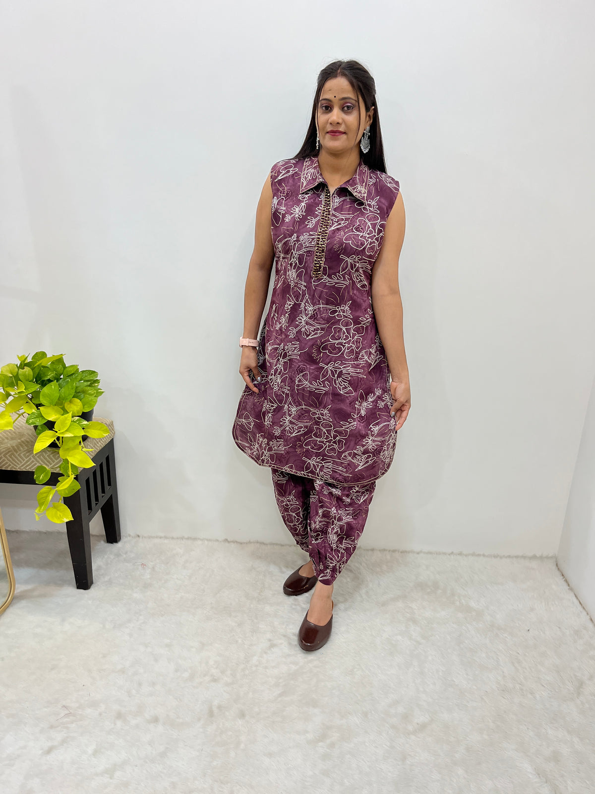 Prince Cut Sleeveless Kurti with Modern Print