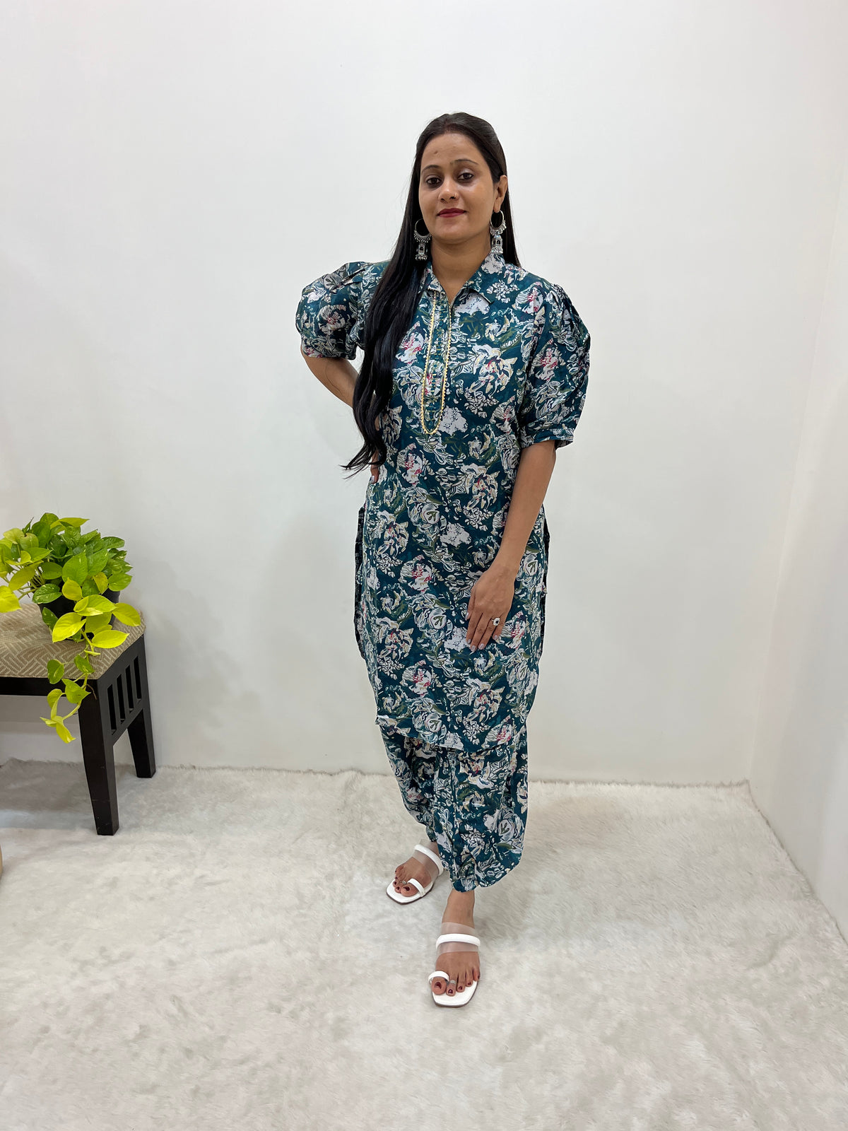 Prince Balloon Sleeve Kurti with Modern Print