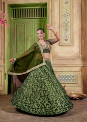Traditional Mehndi Color Modal Silk Heavy Lehenga set