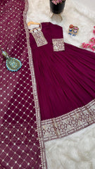 Shawal Maroon Fox georgette Anarkali Gown Set