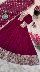 Shawal Maroon Fox georgette Anarkali Gown Set