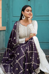 New Party Wear Anarkali With Embroidery work And Wine Shade Dupatta