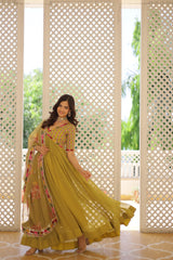 Premium Read To Wear Alia Cut Gown With Dupatta Set