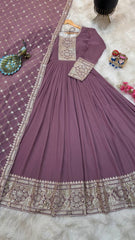 Shawal Turkish Rose Fox georgette Anarkali Gown Set