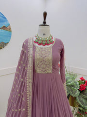 Shawal Turkish Rose Fox georgette Anarkali Gown Set