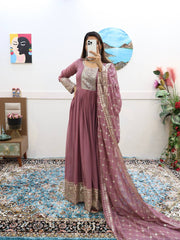 Shawal Turkish Rose Fox georgette Anarkali Gown Set