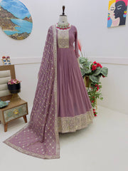 Shawal Turkish Rose Fox georgette Anarkali Gown Set