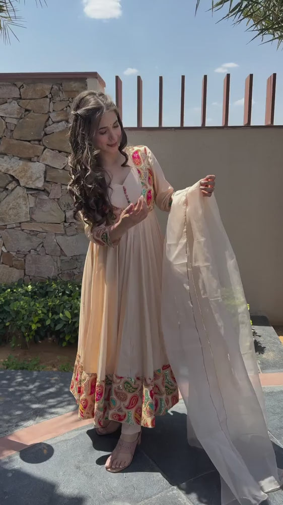 New Viral Roman Silk Anarkali Set