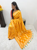 Haldi Yellow Color Pure Viscose Chanderi Saree With Running Blouse